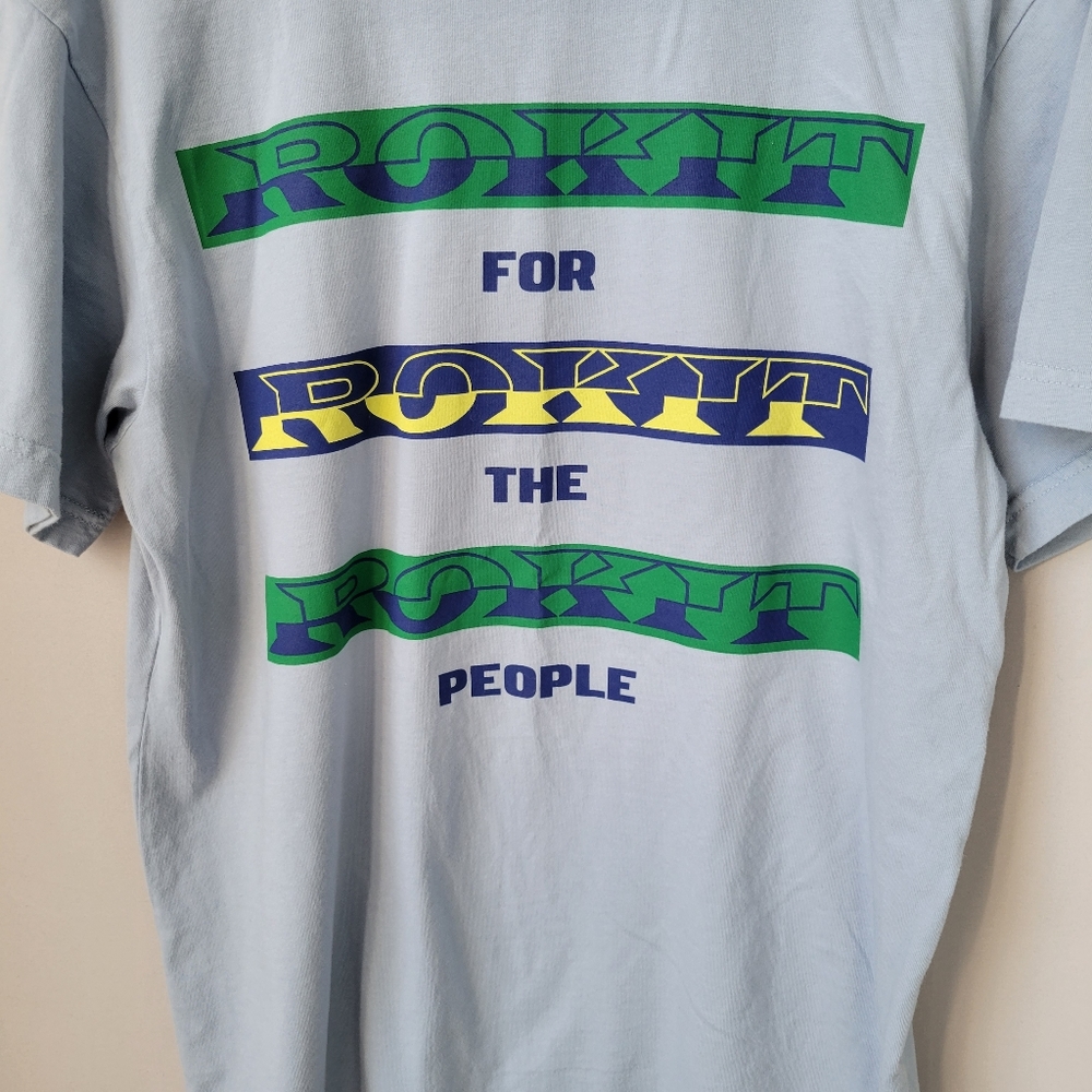 Rokit For the People Graphic Men's Short Sleeve Crew Neck T‎ Shirt Blue L